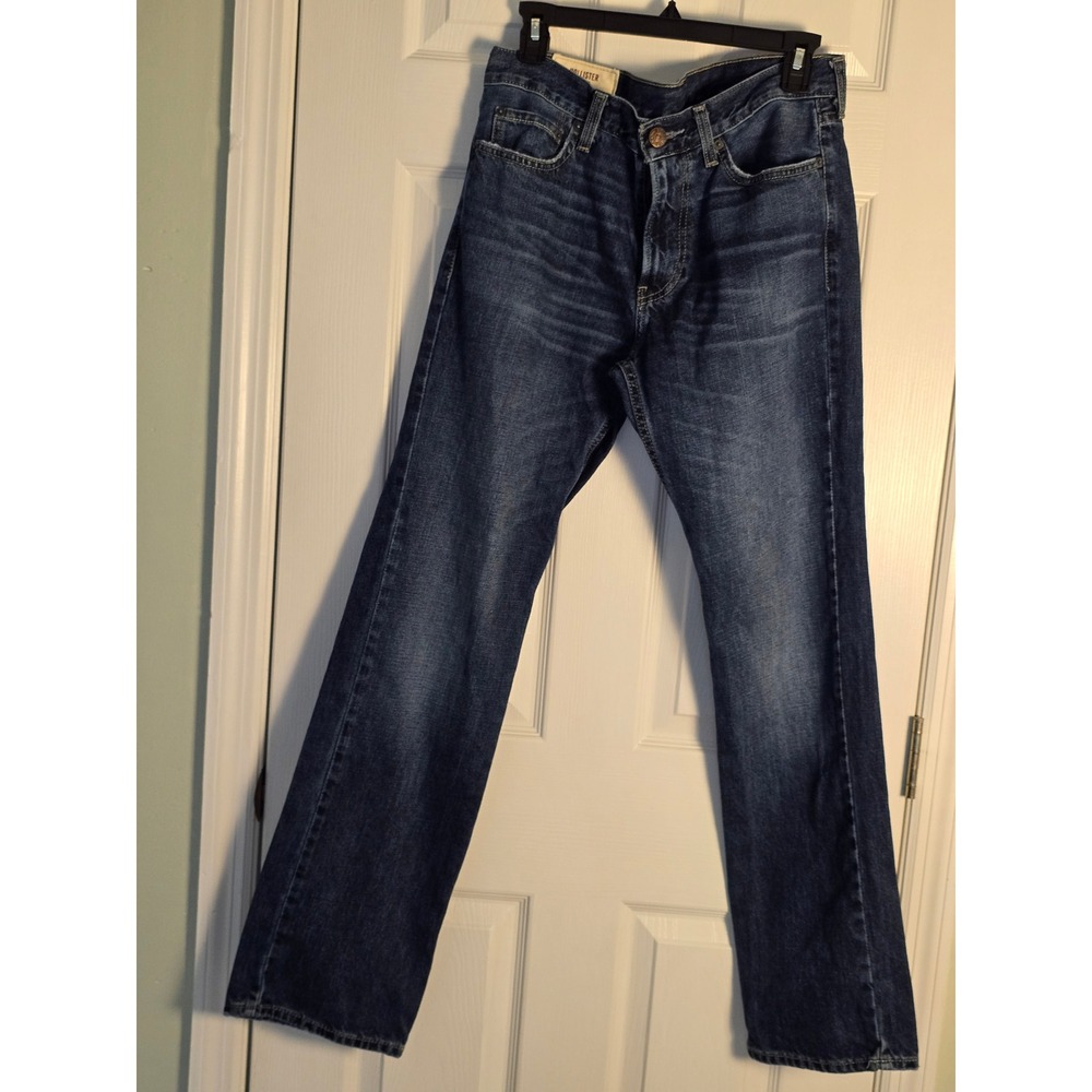 Hollister Boot Jeans Mens 31x32 Dark Wash 100% Cotton Denim Blue Streetwear Y2K